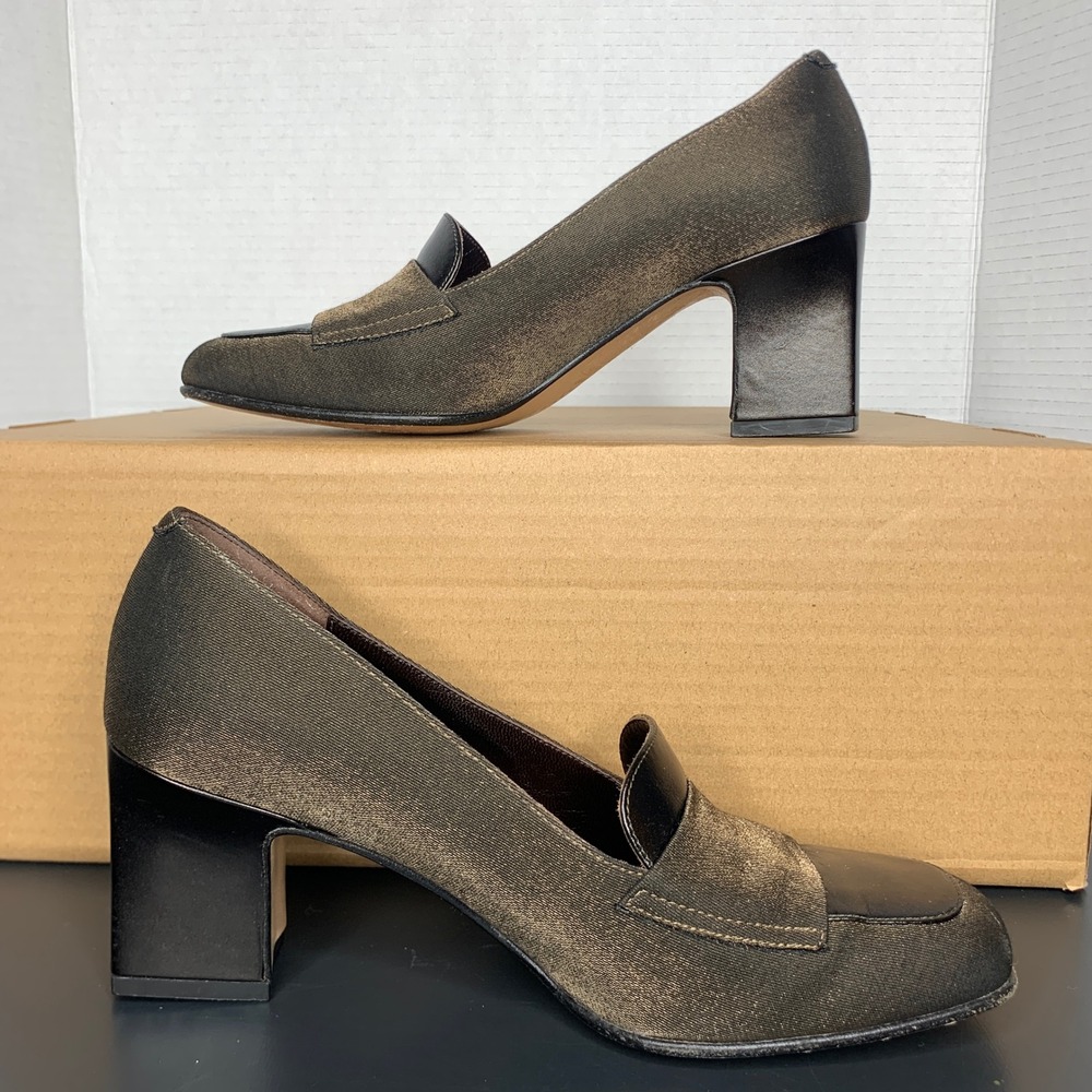 Amalfi Italy Women's Loafer Heels size 6 Dark Green Genuinely Leather